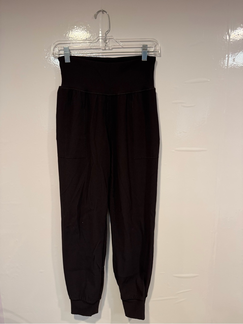 High Waist Black Athleta Salutation‎ Ribbed Jogger Pants